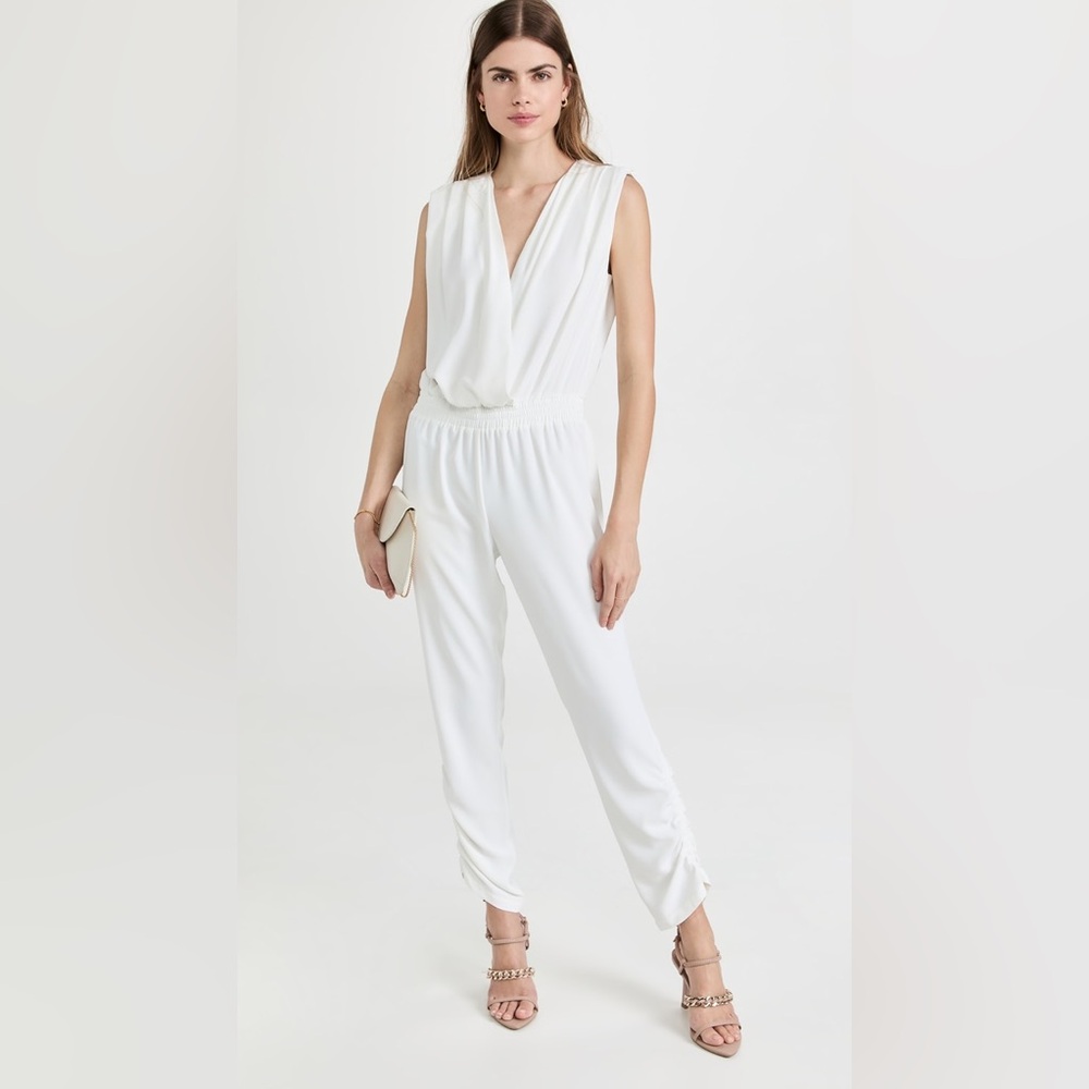Amanda Uprichard White Sleeveless V-Neck Jumpsuit